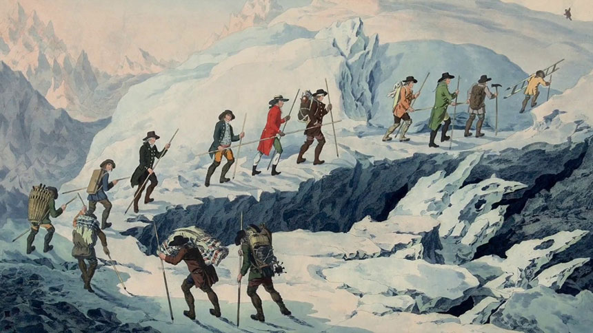 Guide e Horace-Bénédecit de Saussure verso la vetta del Monte Bianco